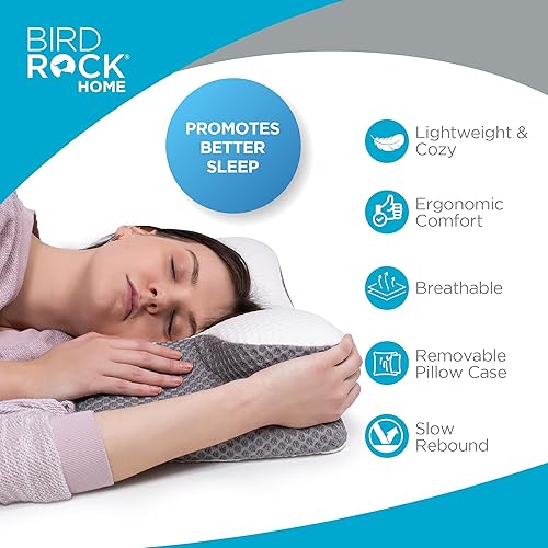 Miniatura 2 de BIRDROCK HOME Almohada cervical para aliviar el dolor de cuello y hombros  Soporte ergonómico de espuma viscoelástica de contorno para columna