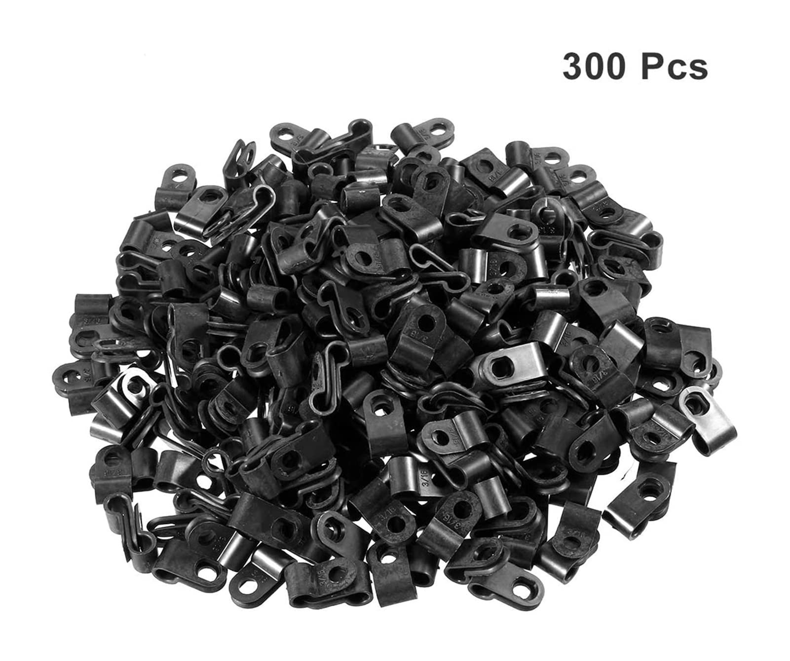 Kabel-Finisher, Kabelmanagement-Organizer-Klemmen, Zuhause und Büro, 300 Stück, Nylon-R-Typ-Kabelklemmen, Organizer-Kabelklemmen for Kabelmanagement, 4,8 mm, Schwarz, UC-0,5