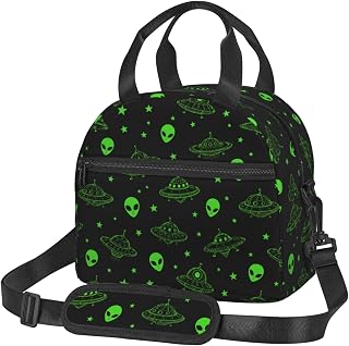 bassyil Galaxy Alien Insulated Lunch Bag Reusable Lunch Box With Adjustable Shoulder Strap Cooler Tote Bag For Men Women