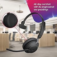 Vista 4 de Jabra Evolve2 65 Auriculares inalámbricos MS USB Mono con soporte, USB Bluetooth Dongle, compatibles con equipos, Zoom, Smartphones, tabletas