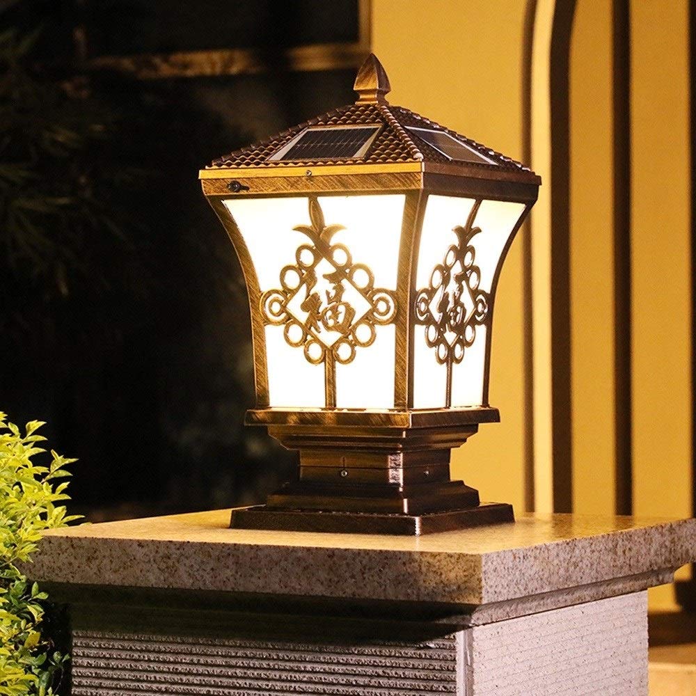 taśma płócienna Solarne zewnętrzne lampy LED słupkowe aluminiowe szklane wodoodporne IP54 2W wielokolorowe wiele rozmiarów(Bronze,S-20 * 38cm)