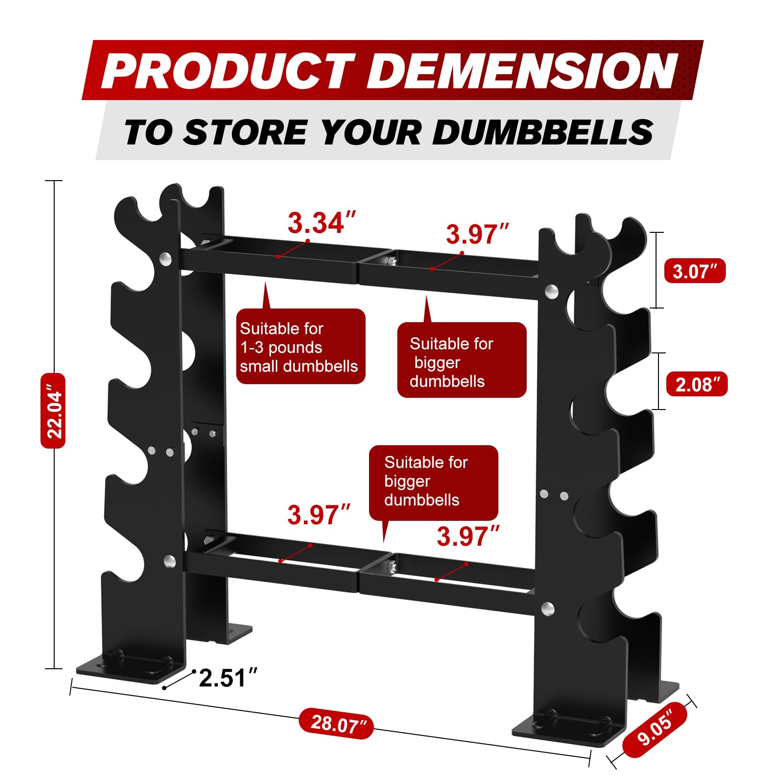 DERACY Dumbbell Rack Stand Only, 5 Tier Black Portugal - View #7
