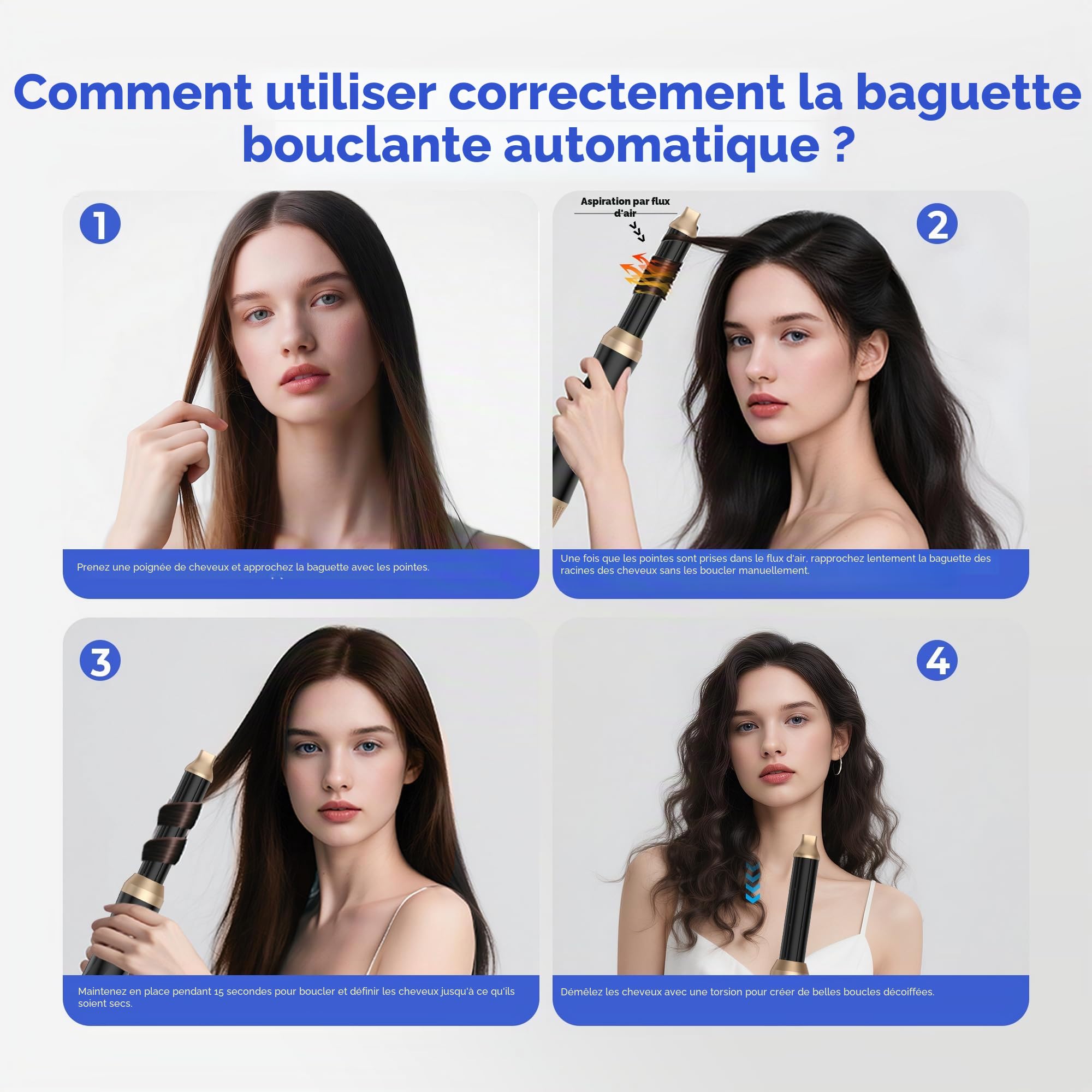 UMIGA Airstyler 5 en 1 Brosse Soufflante Air Styler set Hair Styler Airbrush Fer a Boucler Brossee Soufflante Brosse Lissante Pour Cheveux, Kit de coiffure Pour Sécher