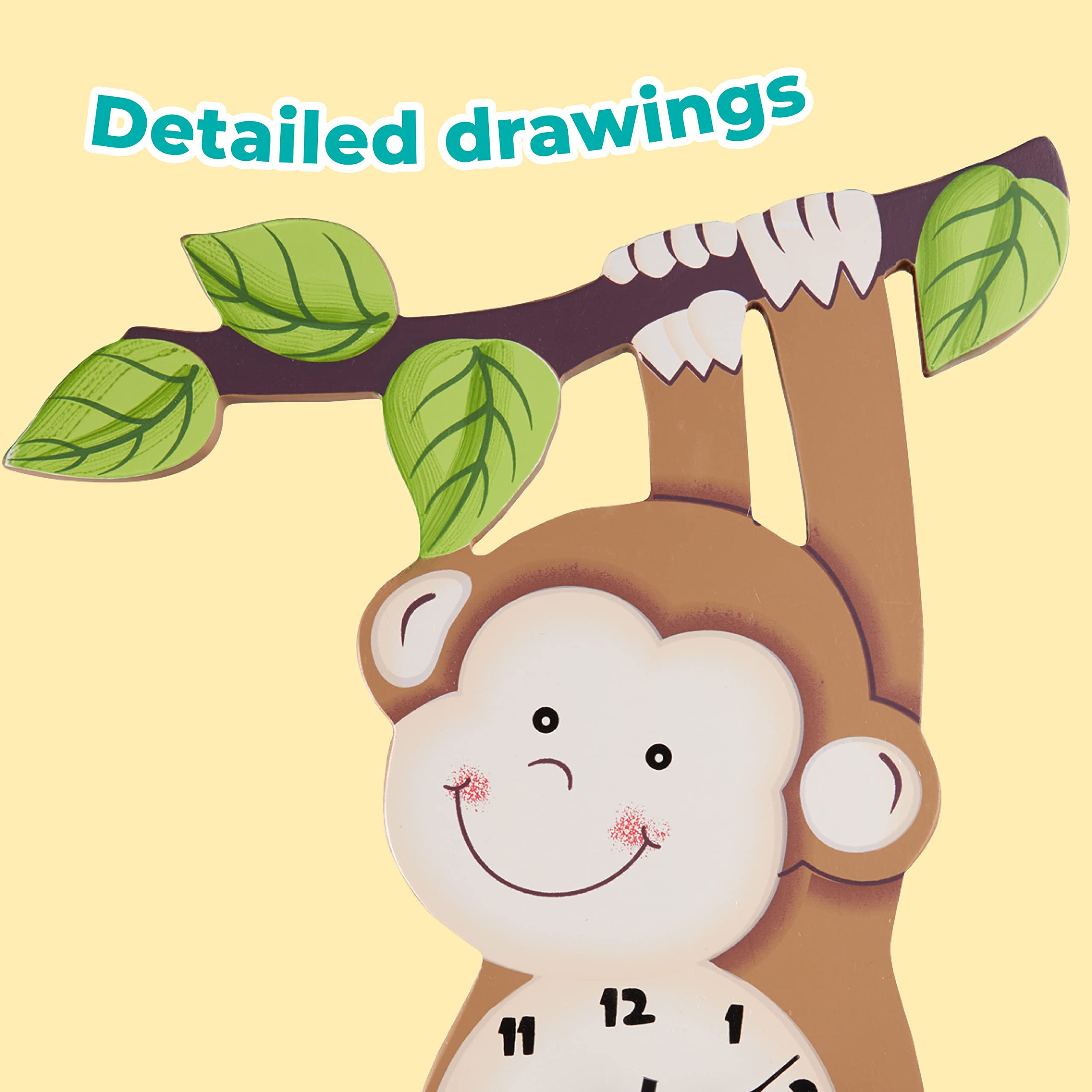 Fantasy Fields Horloge Murale Enfant Sunny Safari Pendule Bois décor Chambre bébé TD-0081AR