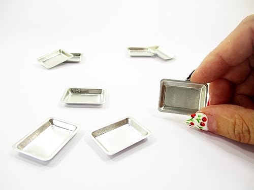 Casa de muñecas Accesorios en miniatura 4 bandejas de lata pequeñas #S Suministro para panadería Dijes Deco - 8178