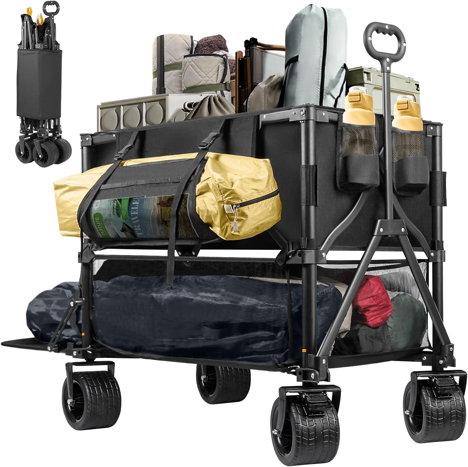 Double Decker Wagon 600lb Capacity & 400L Collapsible Sports Wagon | Big Wheels, 54