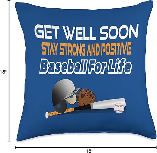 Miniatura 6 de Get Well Soon Sport Baseball Athlets Feel Better Gifts - Almohada de 16 x 16 pulgadas, multicolor