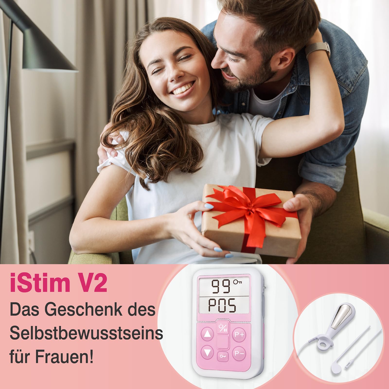 iSTIM V2 Kegeltrainer Inkontinenzstimulator mit Sonde zur Blasenkontrolle und Beckenbodenübung für Frauen, elektrischer Muskelstimulator (EMS)