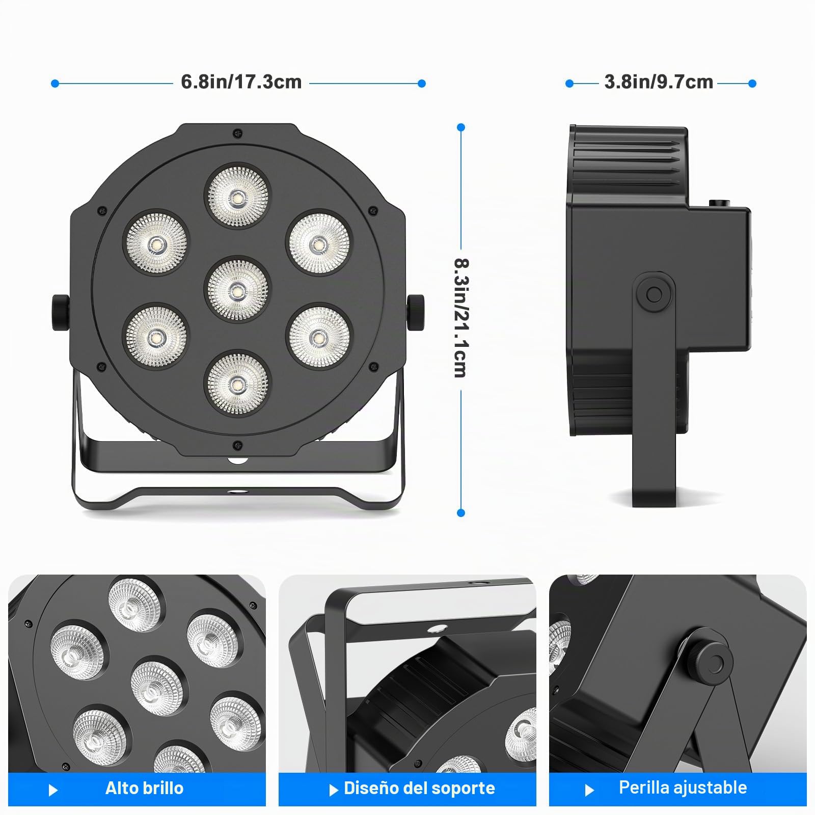 SEBRUANC RGBW Luz de Discoteca, 4PCS Foco LED Par DMX 7LED Luces de Escenrio con Control Remoto 8 Modos de Iluminación para DJ Bar Boda Navidad