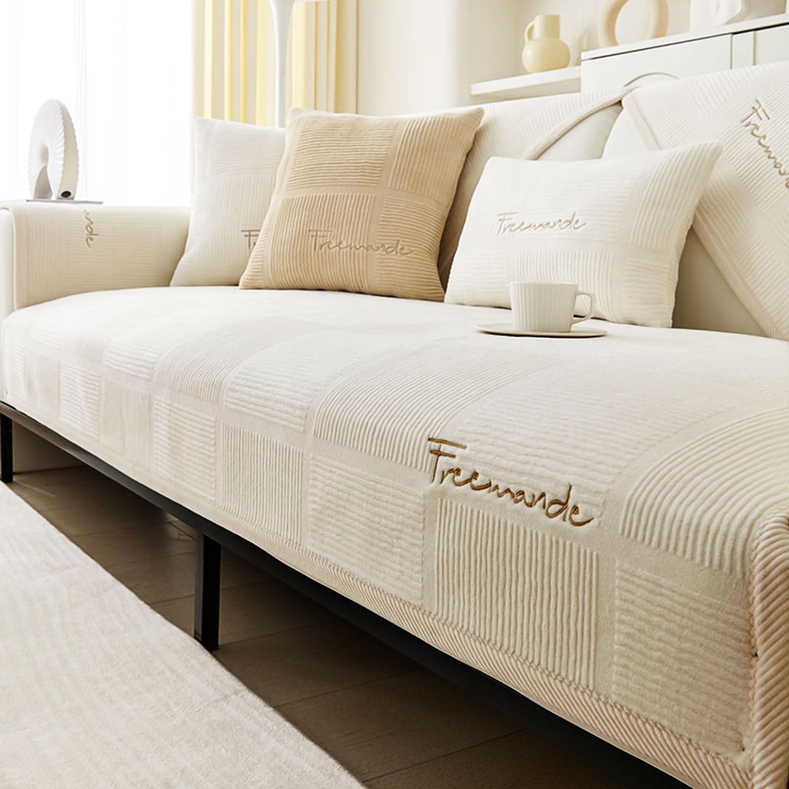 Couch Überzug,Sofa-Schutzhülle 1/2/3/4 Sitzer L Form Sofa Cover Sofa Überzug Ecksofa,2024 Neue Universelle Rutschfeste Sofa Überwurf,Solide Strukturierte Ultra Stretch Sofa Überzug für Wohnzimmer