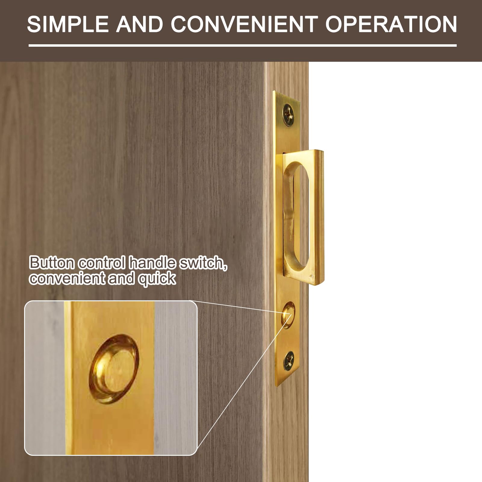 Maniglia a scomparsa per porta con interruttore automatico di rimbalzo, maniglia nascosta, ferramenta per porta scorrevole, maniglia ad anello a filo (oro)