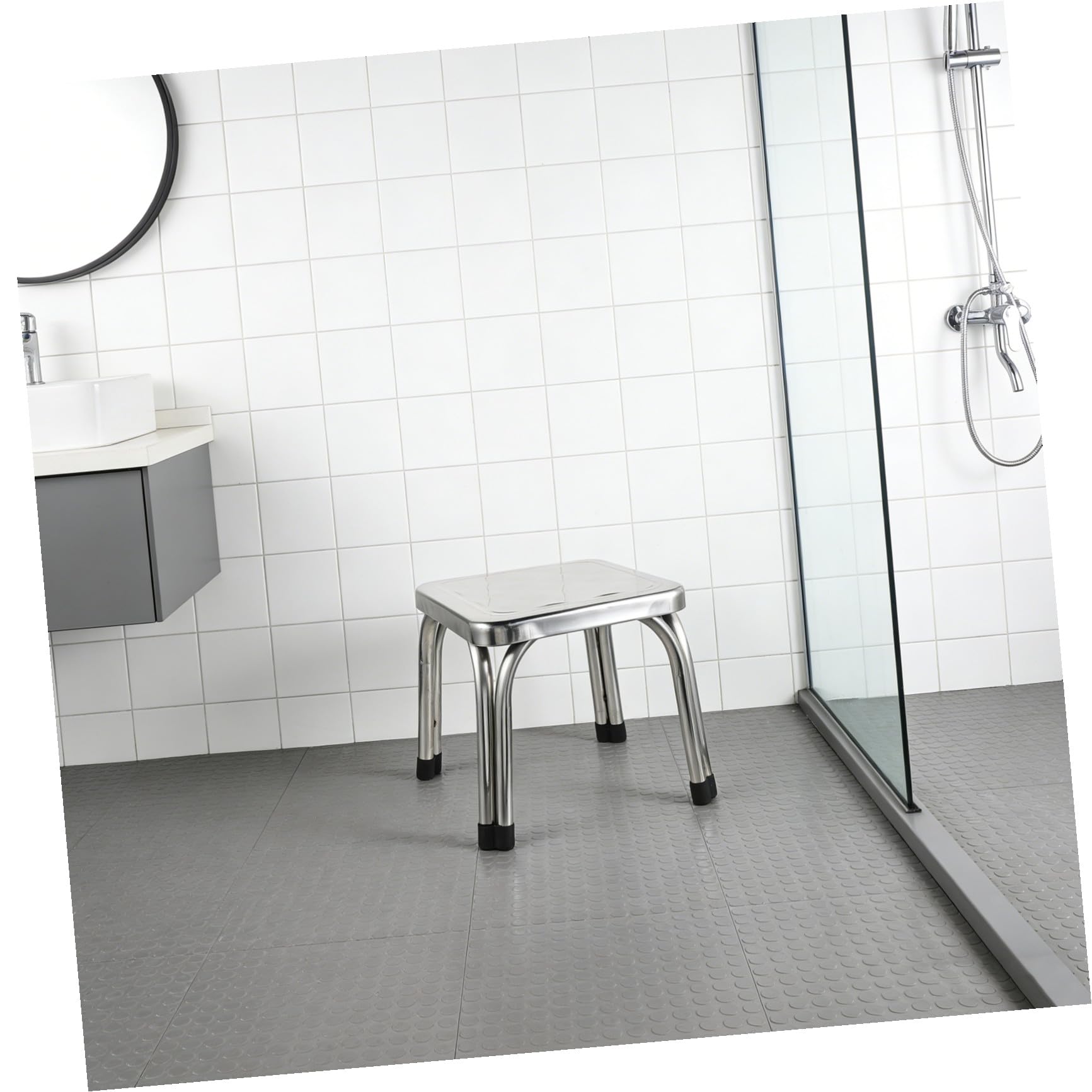 Taburete y Limpieza Fácil de Ducha Antideslizante de Acero Inoxidable Estabilidad Mejorada Asiento Compacto para Baño Adecuado para Personas Mayores Hogar