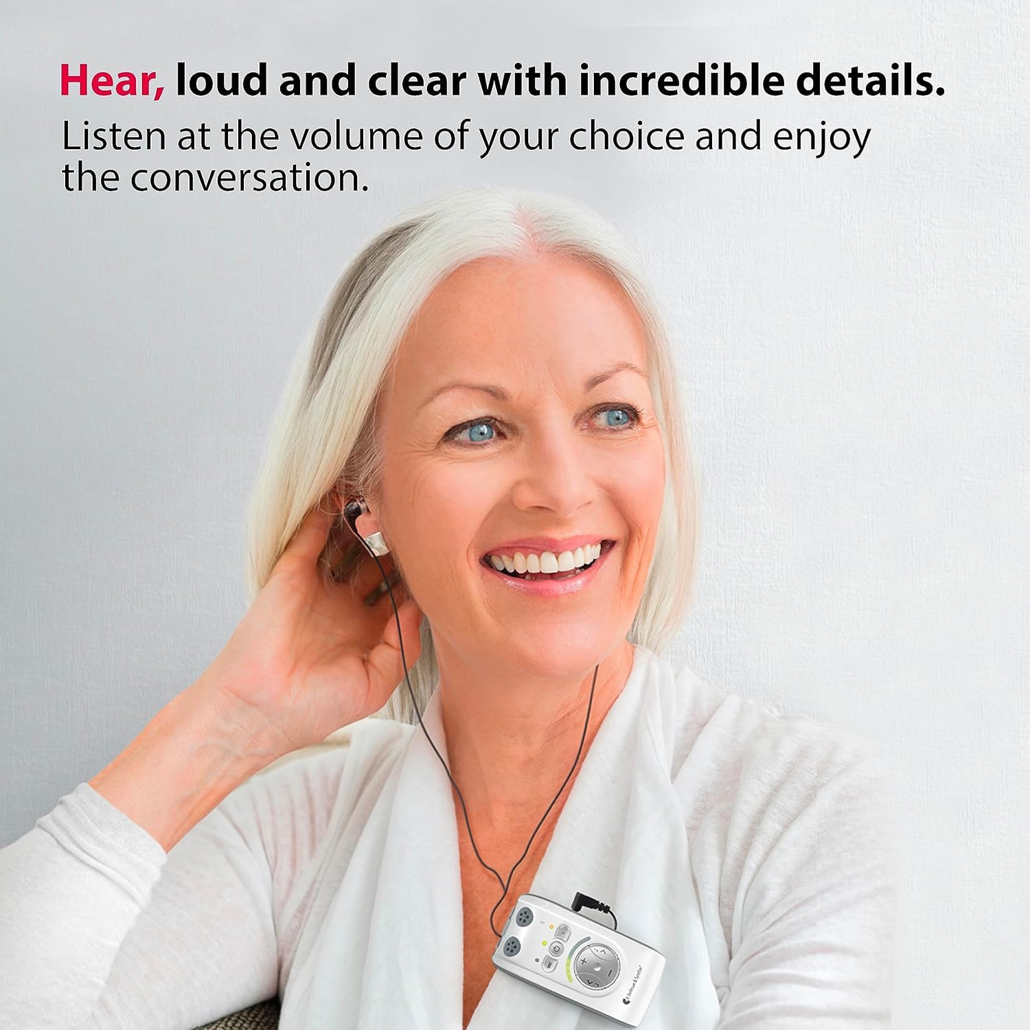 Bellman & Symfon Mino Digital Hearing Amplifier with Headphones and Earbuds - Sound Amplifier for Senior - Dual Microphones - Directional Microphone with Noise Cancellation - Rechargeable Pocket Sized