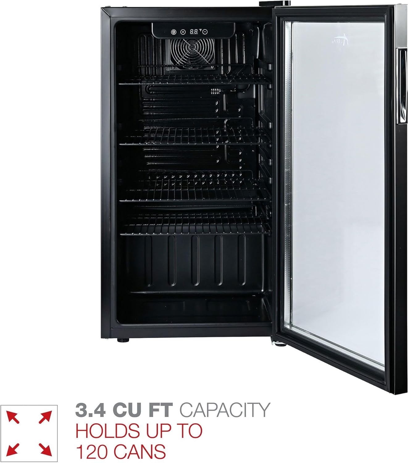 Interior view of Alera Beverage Cooler showing shelves