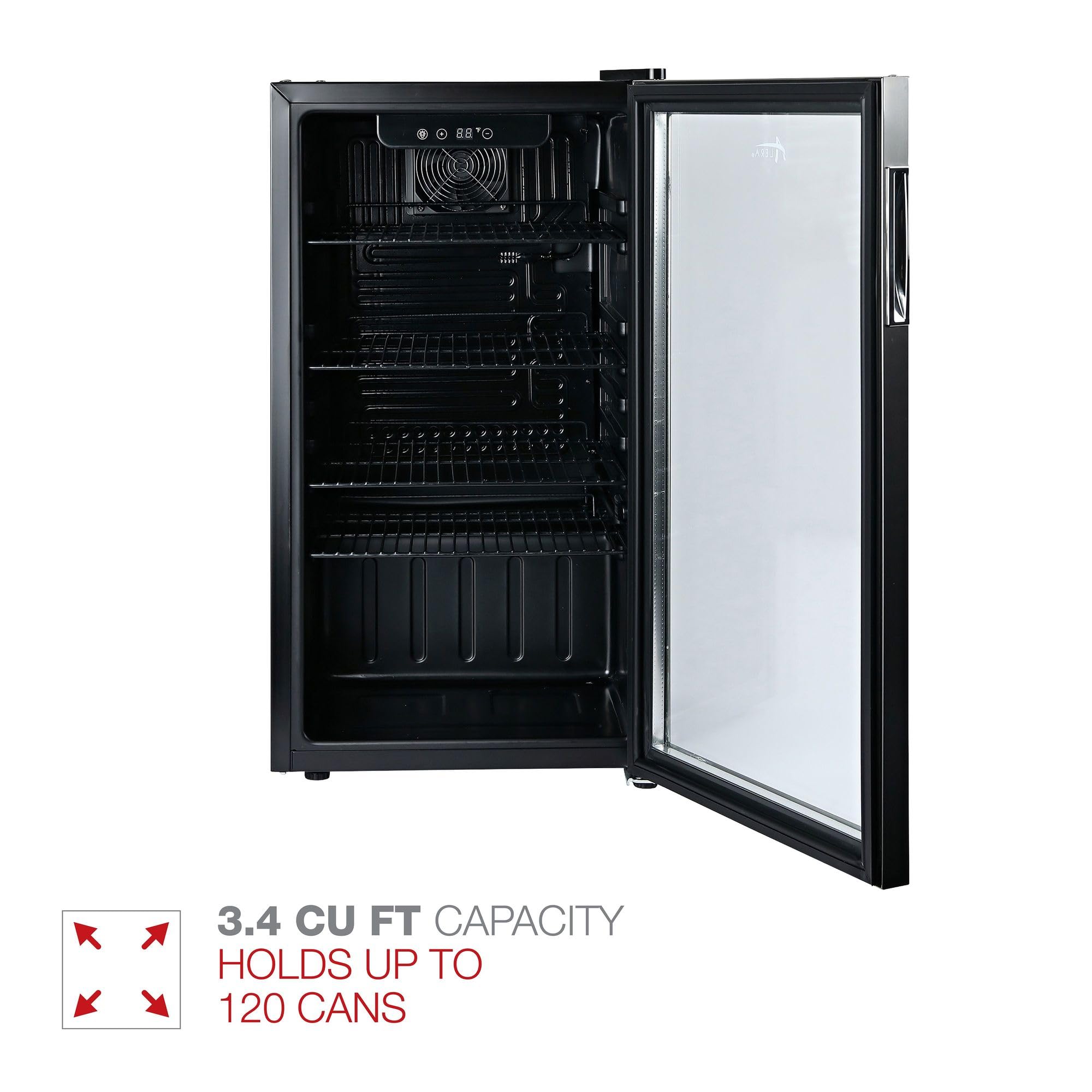 Alera 3.4 Cu. Ft. Beverage Cooler, Stainless Steel/Black on Fridge.com - View 3