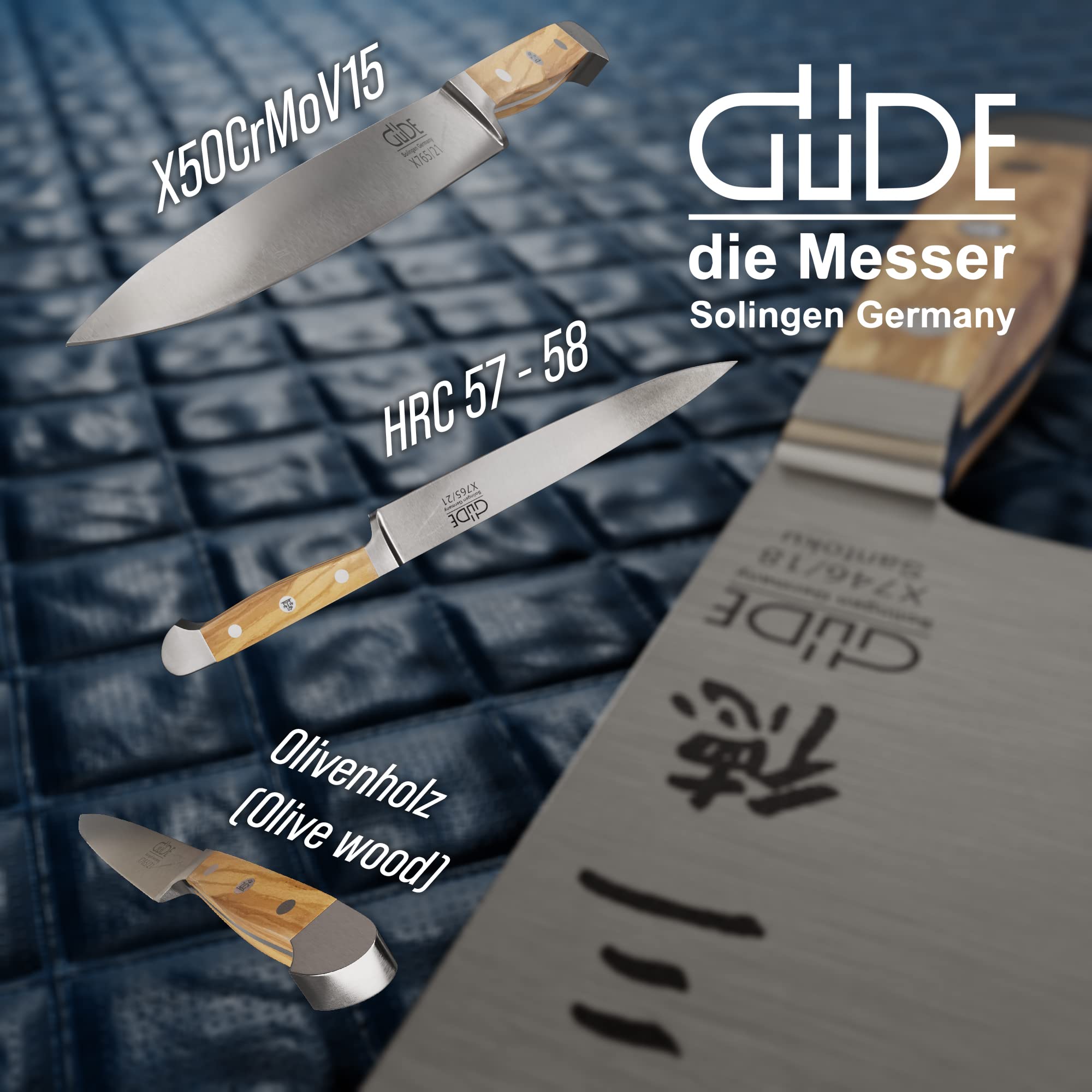 Güde X765/21 Schinkenmesser, geschmiedet, Serie Alpha Olive