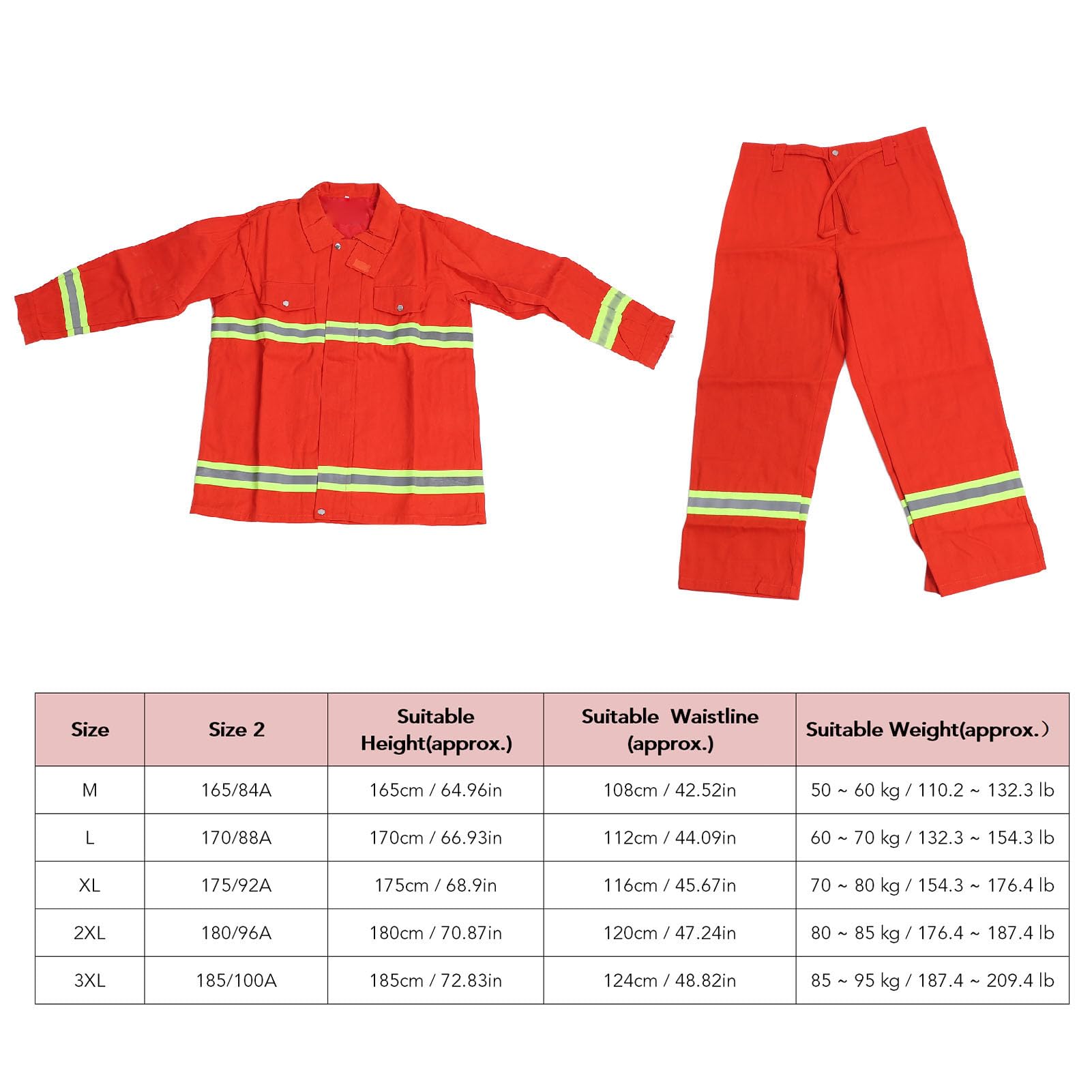 Tuta di Sicurezza Ignifuga per Protezione Dal Calore, Abbigliamento Ignifugo Durevole con Strisce Riflettenti per Lavoratori Industriali, Cotone, 2 unità