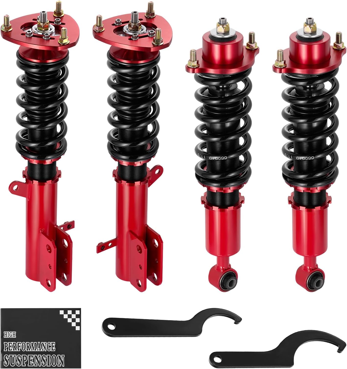 BDFHYK Coilovers Compatible with Dodge Caliber 2007-2012, Compatible with Jeep Compass 2007-2016, Patriot 2008-2011, 4 PCS Adjustable Height Coilovers Suspension Kit Lowering Kit, Red