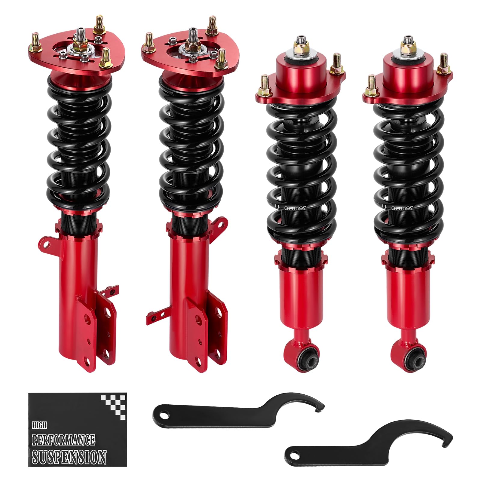 BDFHYK Coilovers Compatible with Dodge Caliber 2007-2012, Compatible with Jeep Compass 2007-2016, Patriot 2008-2011, 4 PCS Adjustable Height Coilovers Suspension Kit Lowering Kit, Red