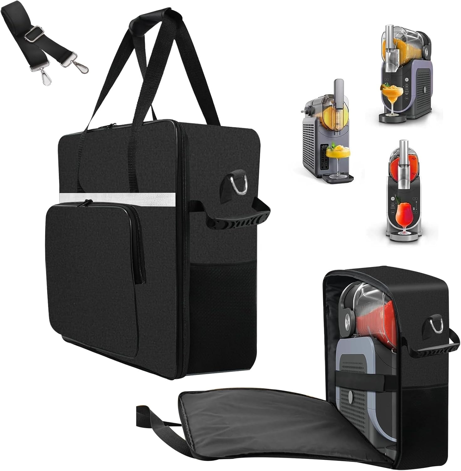 Carrying Bag for Ninja SLUSHi Slushie Machine, Portable Outdoor Frozen Drink Maker Travel Bag Case Front-Opening Design Slushie Machine Bag for Ninja SLUSHi Slushie Machine FS301(black)