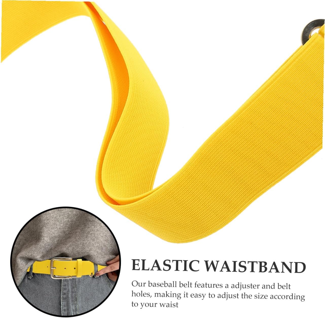 Men’S and Women’S Elastic Baseball Belt with Adjustable Softball Girdle, Yellow Stretch Faux Leather Sports Waistband for Outdoor Team Sports and Baseball Pants Random Random Color