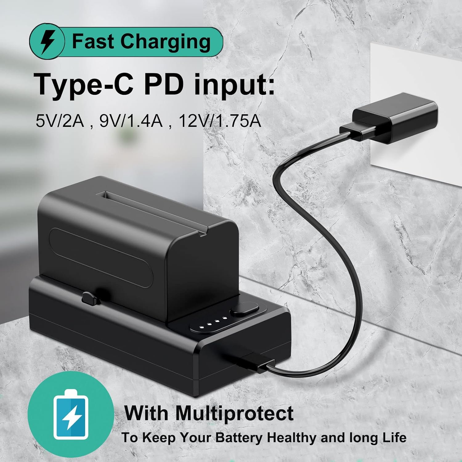 HITYENEED NP-F Battery Charger for Sony NP-F Battery - Powering Adapter for Photographer, Vlogger, Youtuber, Battery Adapter Plate for DSLR Camera Camcorder BMPCC 4K 6K Pro : Electronics