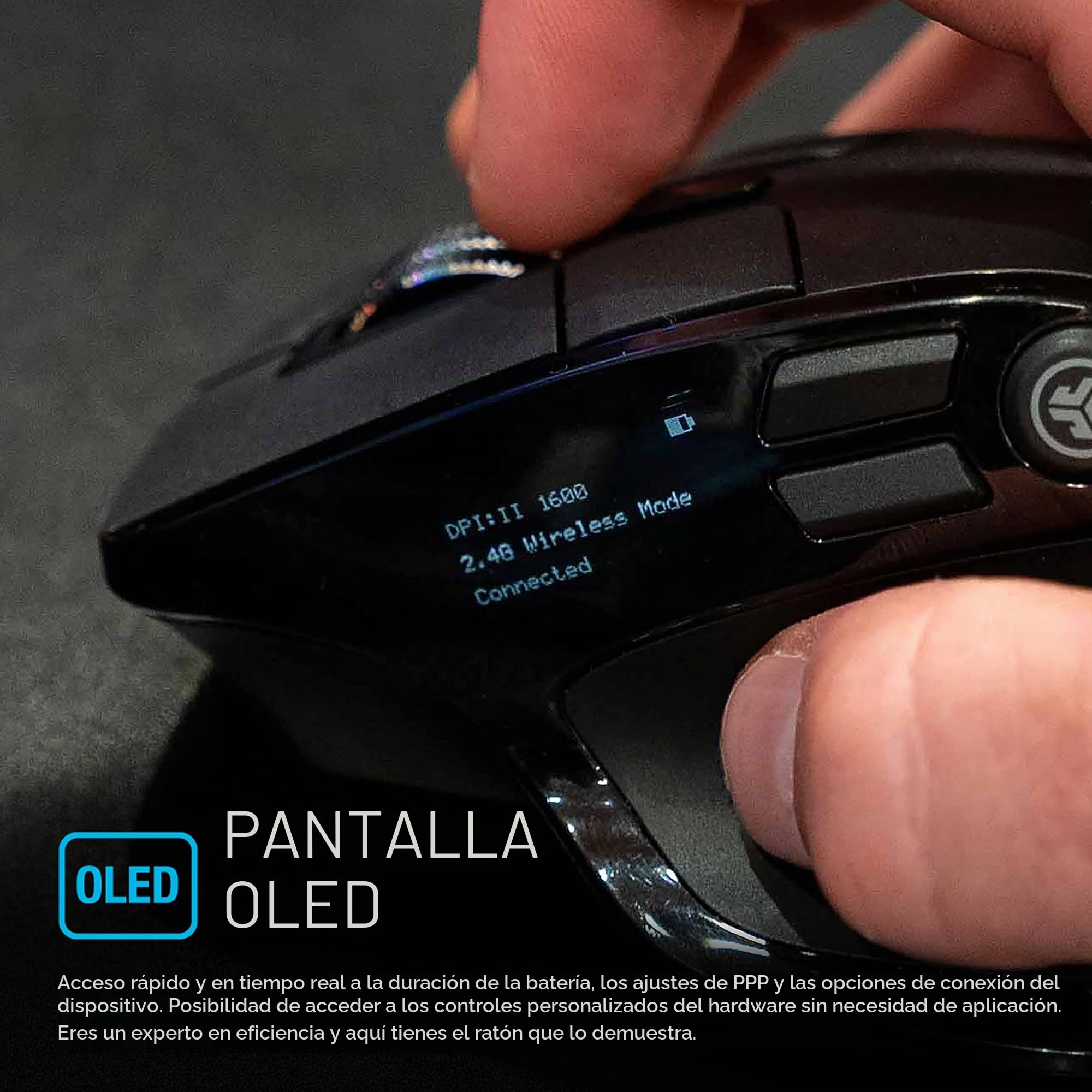 JLab Ratón Inalámbrico Epic - Bluetooth o USB, Ergonómico Recargable | Conexión Bluetooth o Receptor USB, Multidispositivo, Silencioso, Compatible con Ordenador/portátil/Tableta/PC/Windows/Mac