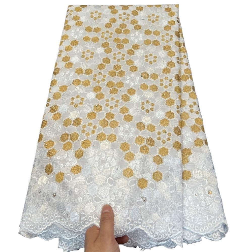 Tela de encaje de tul para costura, vestido de fiesta de boda, damasco de algodón bordado, 5 yardas (A)
