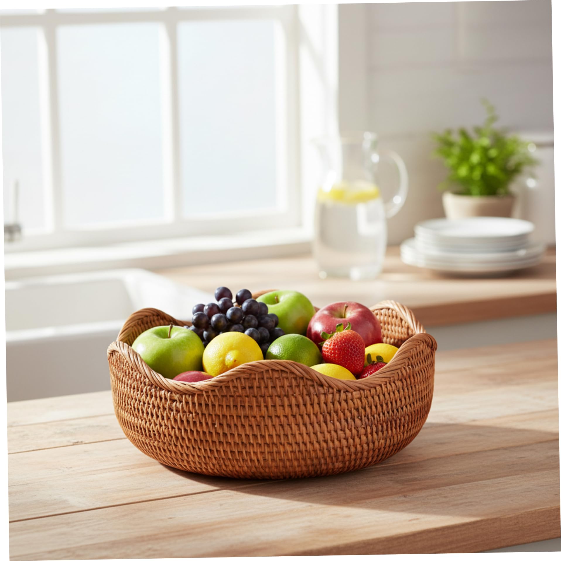 Cestini per il pane da portata, cestini da portata in vimini intrecciati da 24 cm, contenitore multiuso per l'organizzazione del bancone della cucina