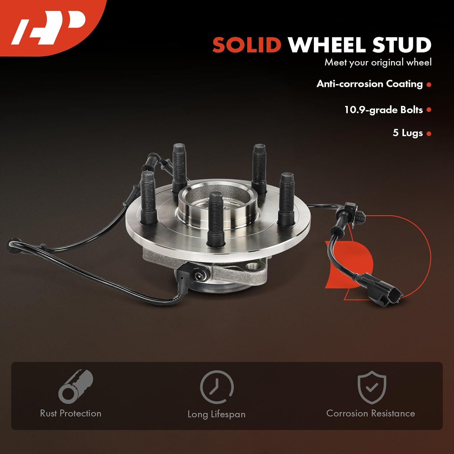 A-Premium 2 x Front Wheel Bearing and Hub Assembly with ABS & 5-Lug Compatible with Dodge Ram 1500 2002 2003 2004 2005, 4WD Only