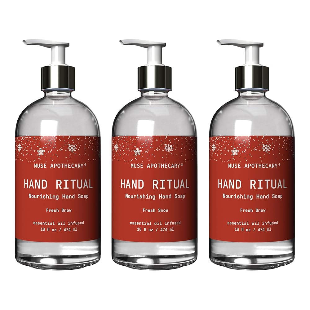 Muse Apothecary Hand Ritual - Aromatic and Nourishing Hand Soap, Infused with Natural Aromatherapy Essential Oils - 16 oz, Fresh Snow, 3 Pack