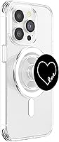 Vista 4 de Amor de corazón blanco delineado en PopSockets negros MagSafe PopGrip para iPhone