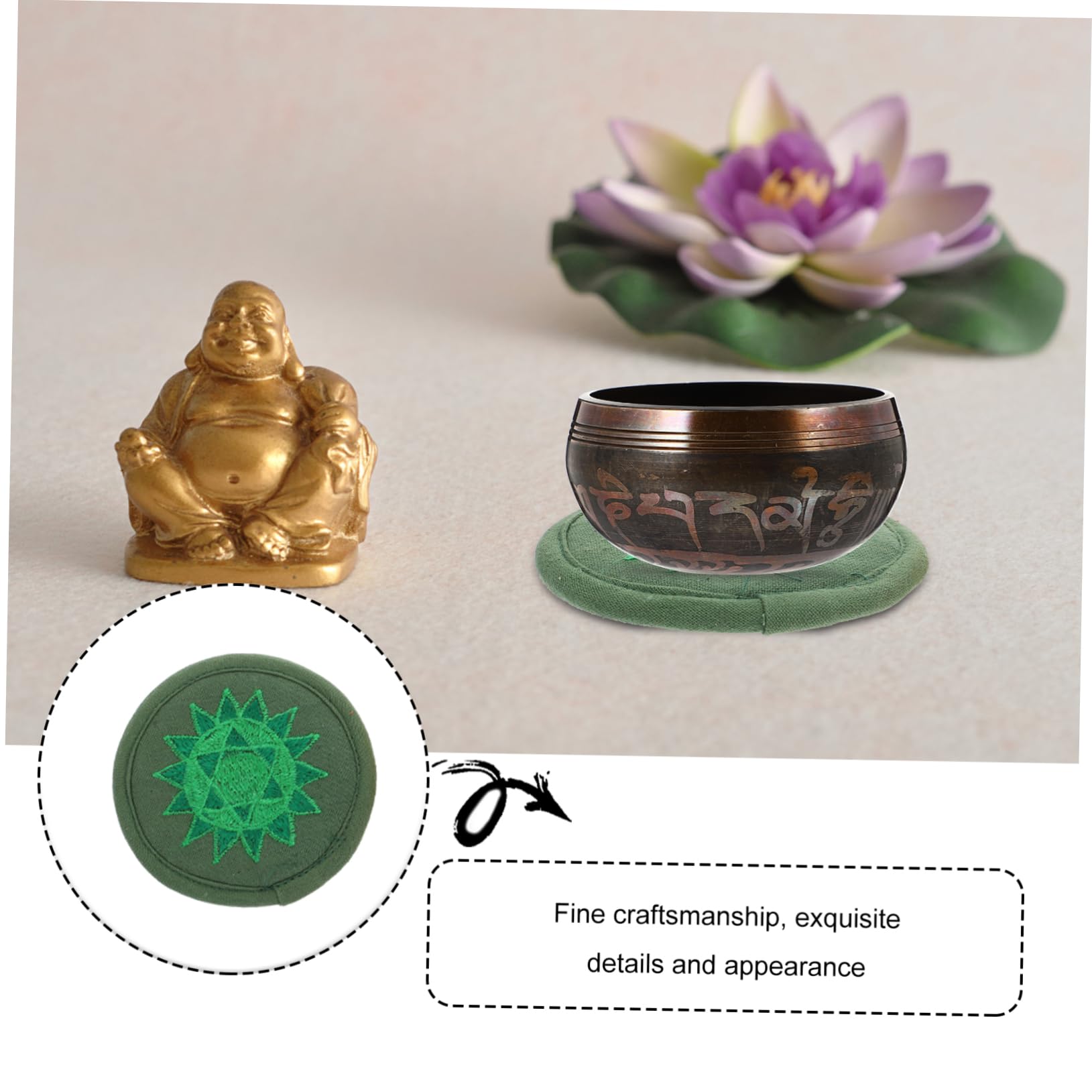Toyvian Singing Bowl Meditation Buddhist Bowls Support Crystal Coasters Buddhist Ritual Implement Rounded Cushion Cotton Unique Nepal - Image 3