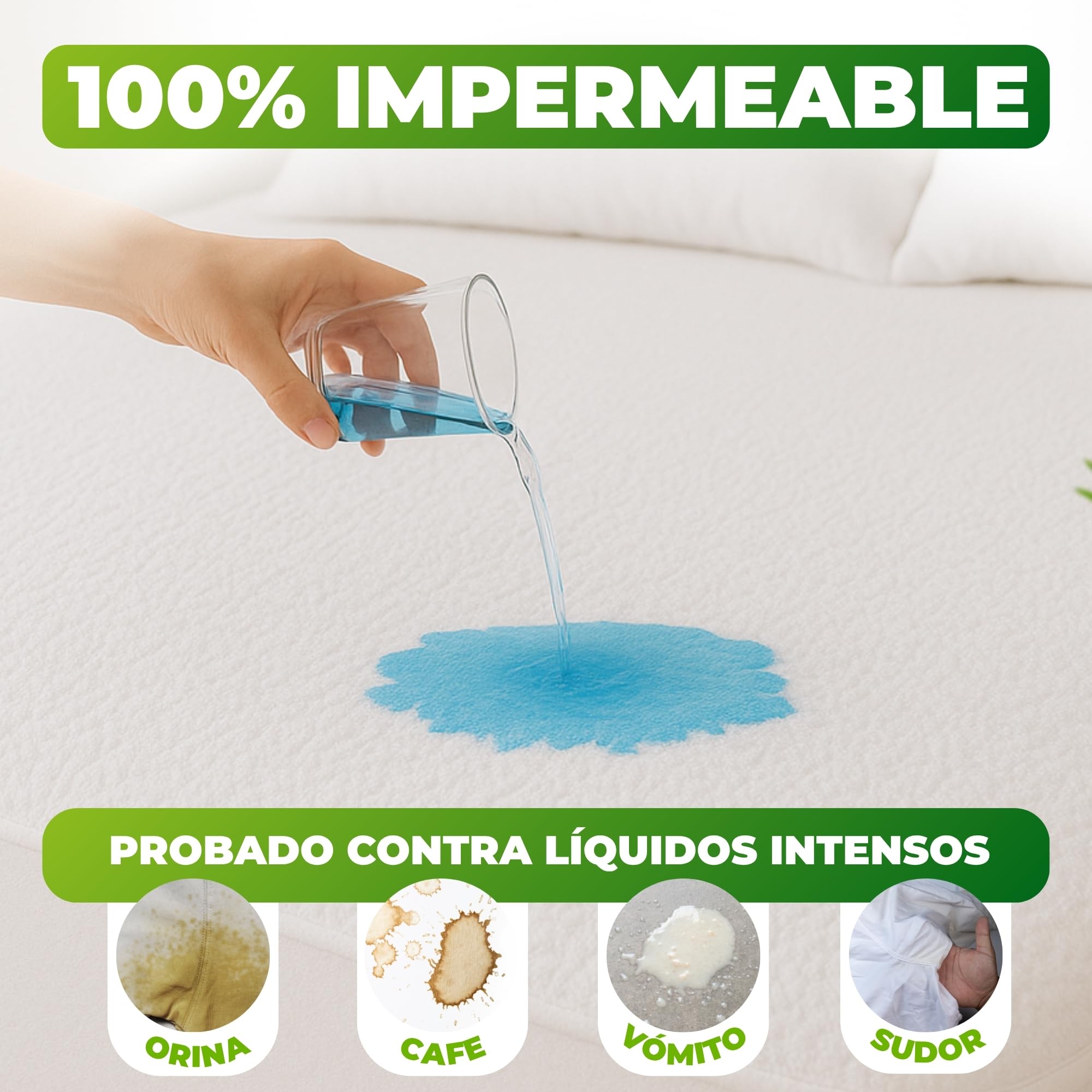 Protector Colchón de Bambú Impermeable Ajustable Transpirable Termorregulador Suave Hipoalergenico Antiacaros OekoTex Silencioso Lavable Antimanchas para Adultos Niños Mascotas 135x190