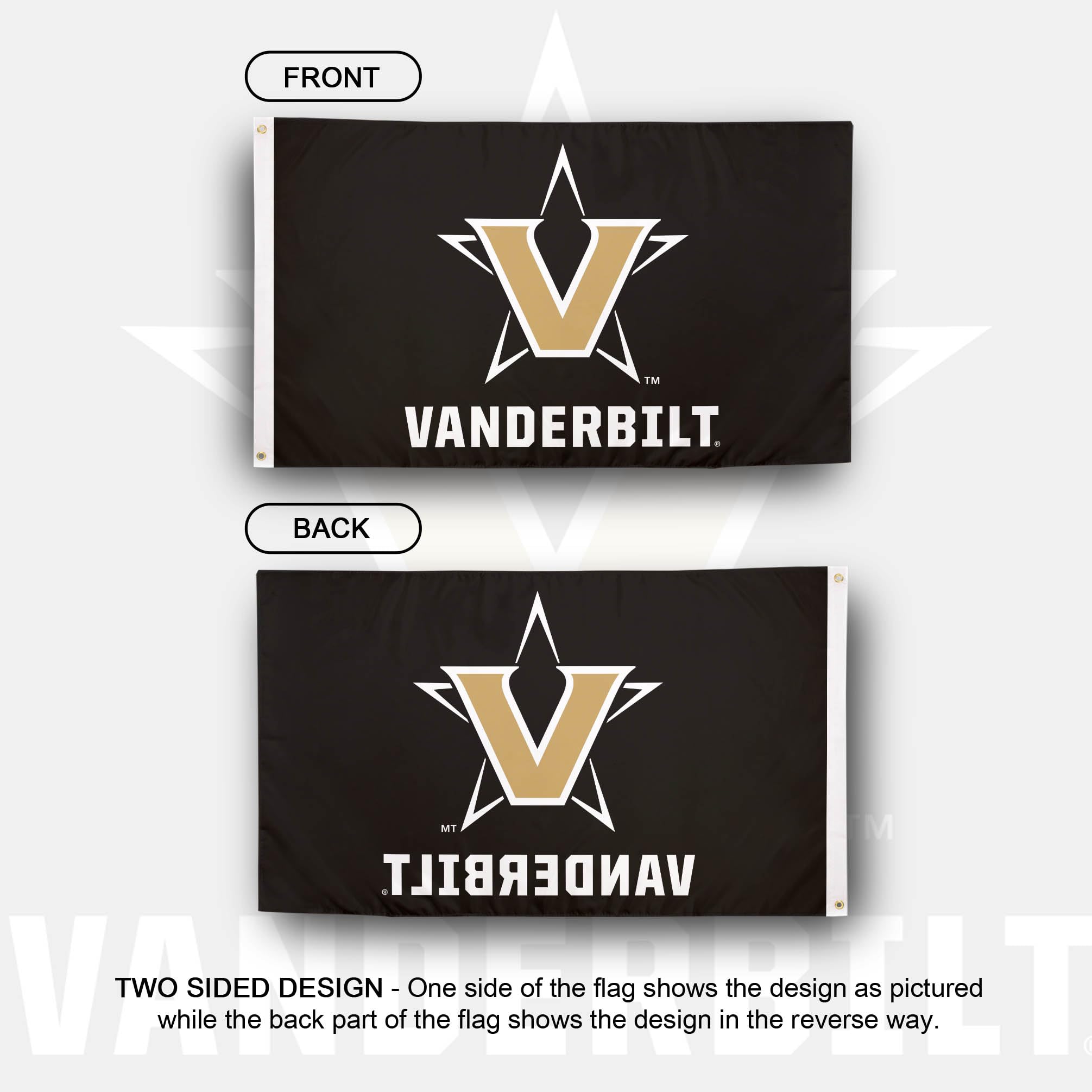 Desert Cactus Vanderbilt University Flag - 3x5 Feet, 100% Polyester, Double-Sided, Officially Licensed Commodores Banner