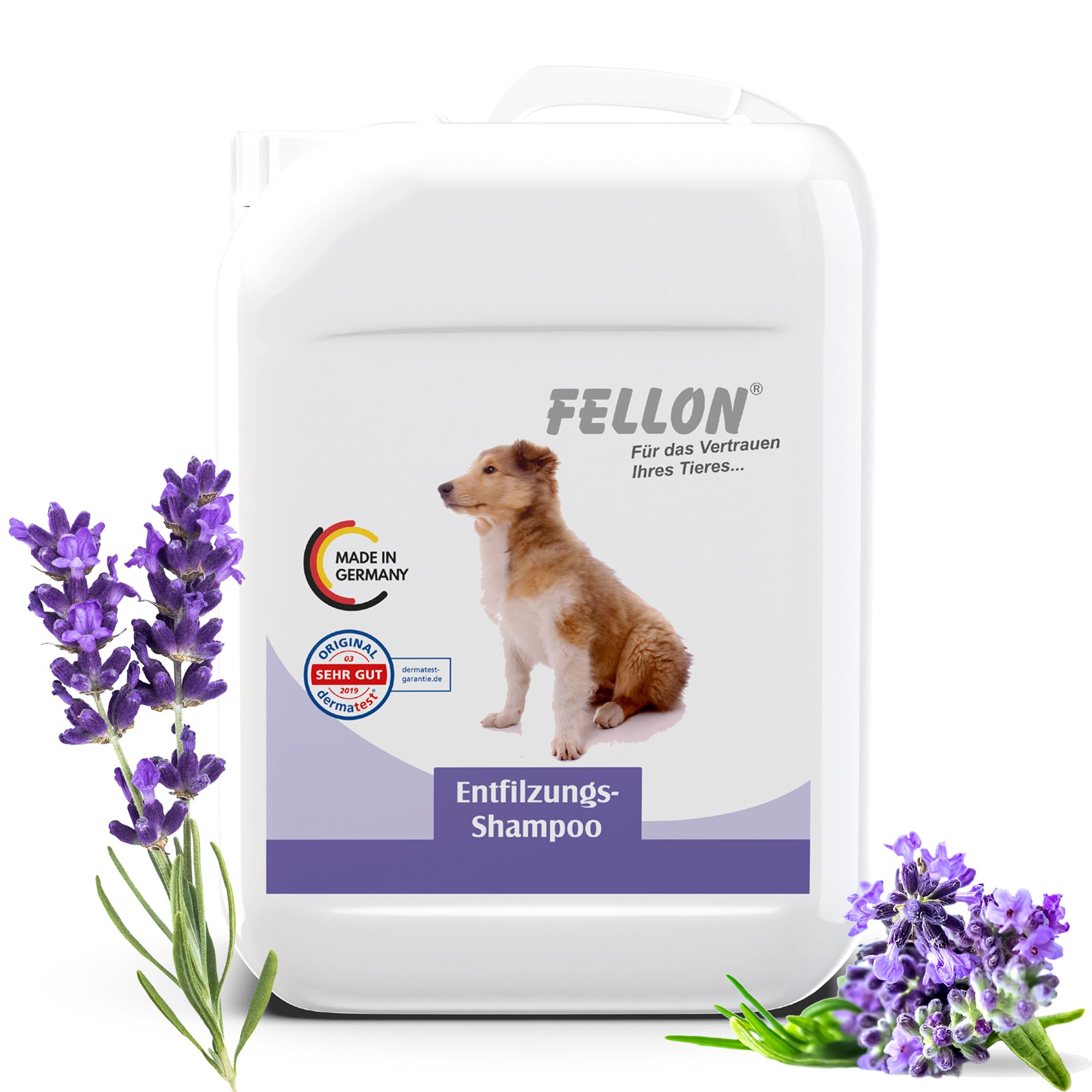 Fellon Champú desenredante para perros – Cuidado suave con pH neutro para un fácil desenredado – Orgánico – Para todas las razas, pelo largo y corto – Evita enredos y picores – 10 litros