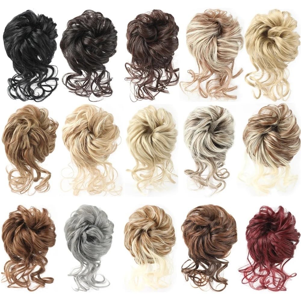 Chignon finto Chignon sintetico riccio e spettinato con elastico, coda di cavallo in fibra sintetica Donne(16P613)