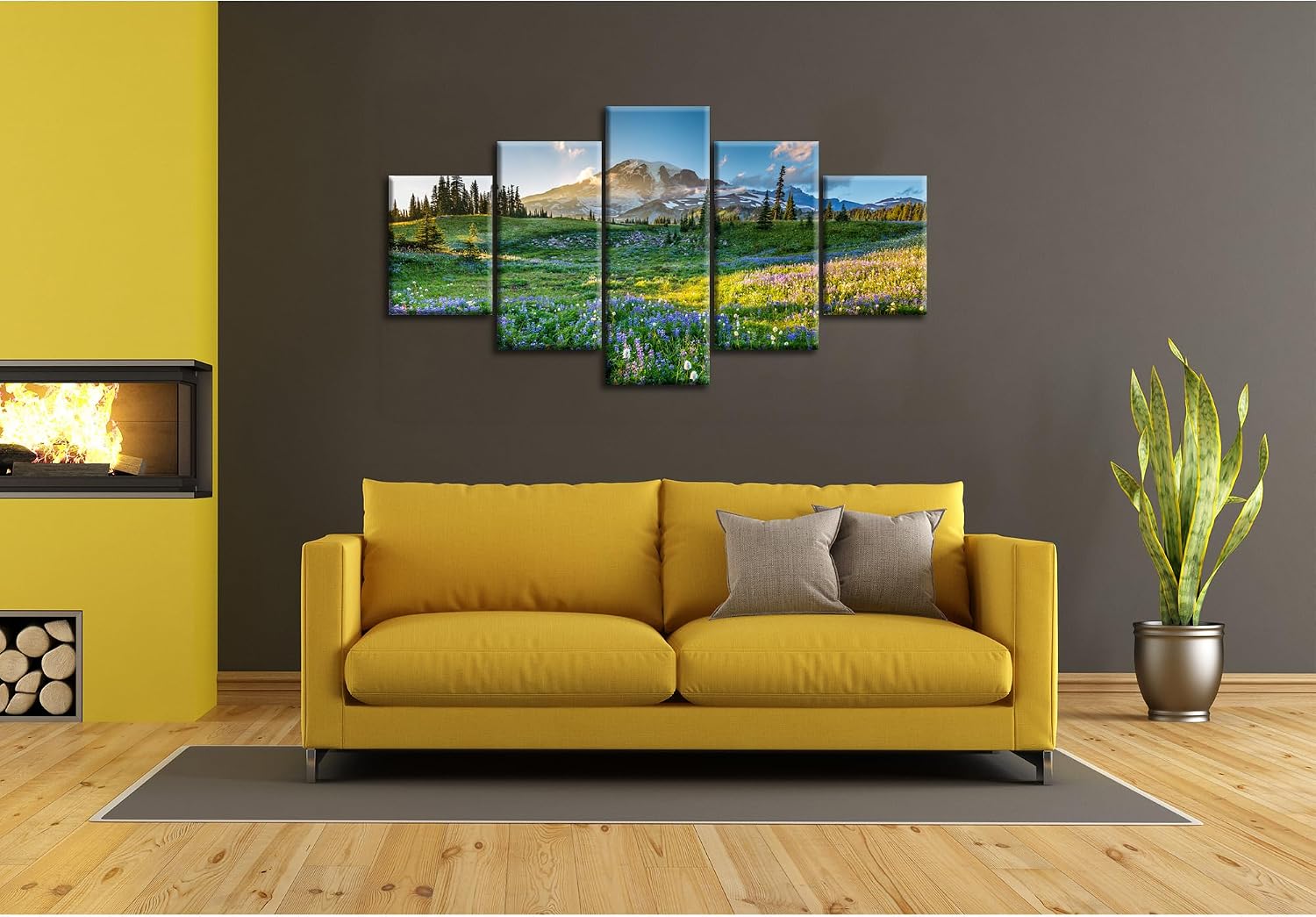 Mount Rainier Wall Art Mt Rainier Picture Landscape Painting(60x32") image 4