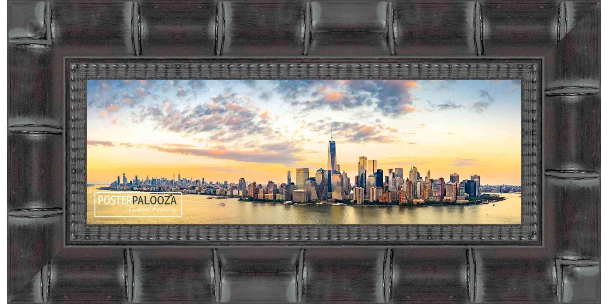 13.5x40 Black Wood Picture Frame - Contemporary Panoramic Frame, UV Acrylic, Foam Backing, Hanging Hardware Included