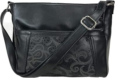 Laser Cut Locking Small Concealed Carry Purse CCW Crossbody Bag with Credit Card Slots