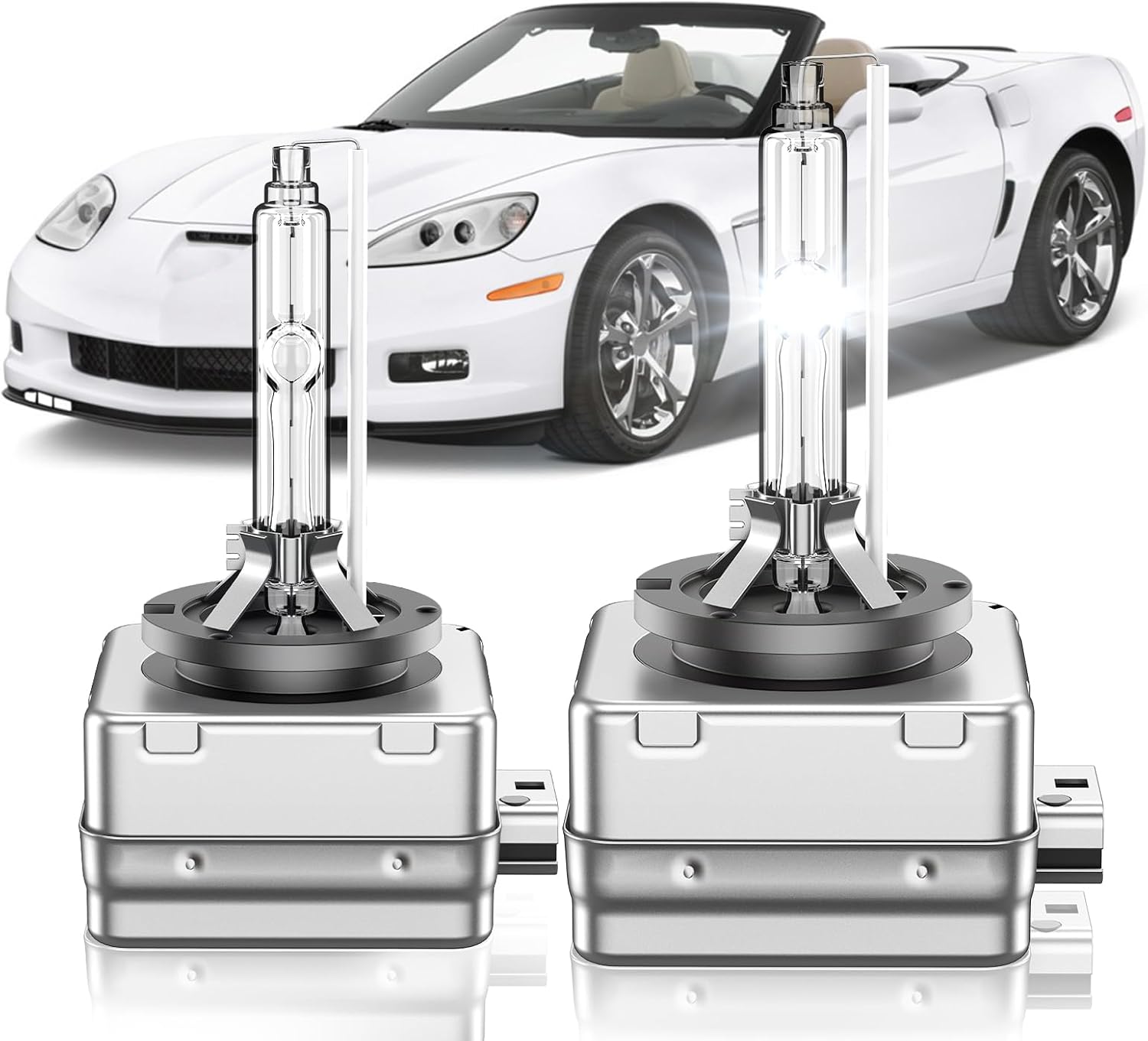 Fit for Chevrolet 2005-2013 Chevy Corvette Sport 2010-2013 Chevy Camaro D1S HID Xenon Headlight Bulbs, 350% Brightness, High Low Beam Light Bulb, 6000K Cool White, Plug and Play, Pack of 2