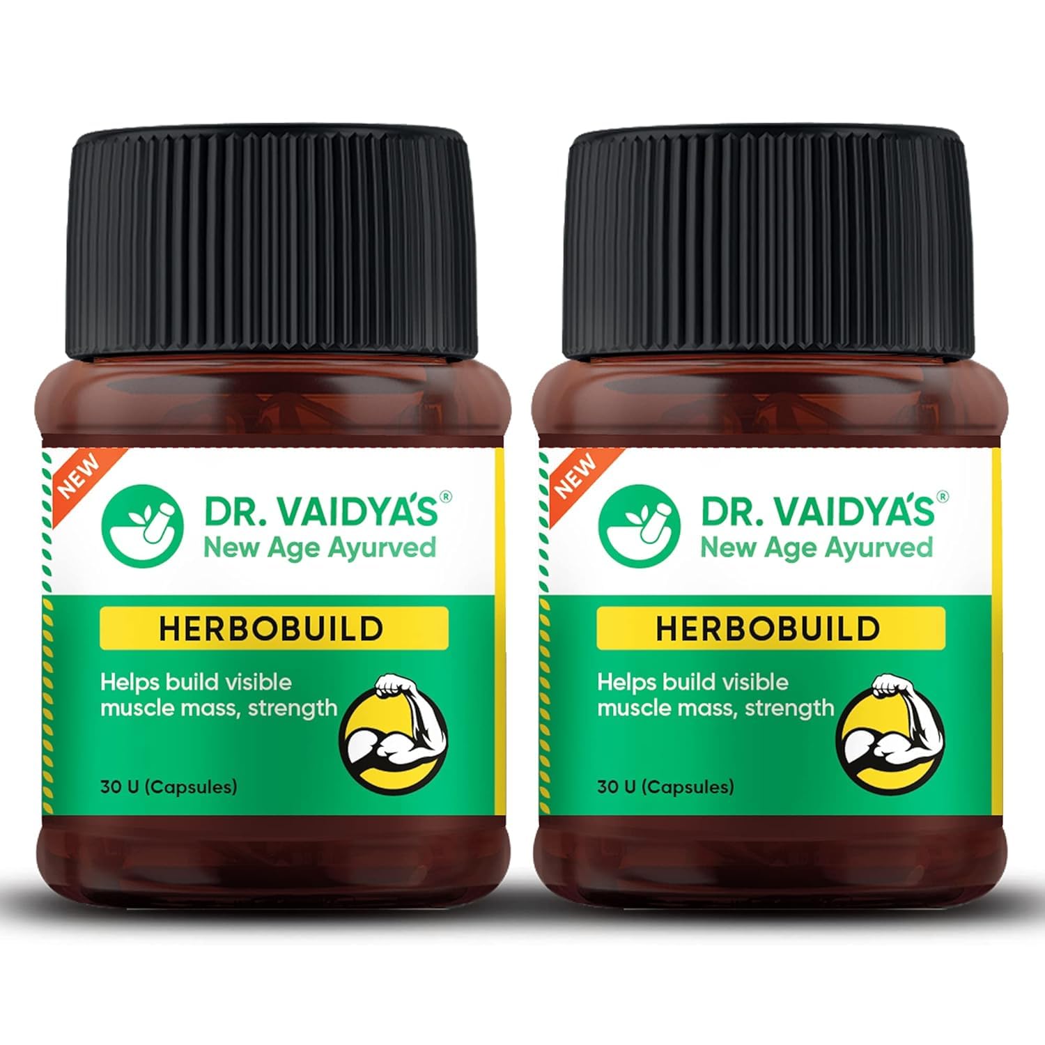 Dr. Vaidyas Herbobuild Capsules | Ayurvedic Muscle & Mass Gainer For Enhanced Stamina & Peak Fitness | (30 Capsules Each) Pack of 2 (B0843DBMJV) Amazon Price History, Amazon Price Tracker