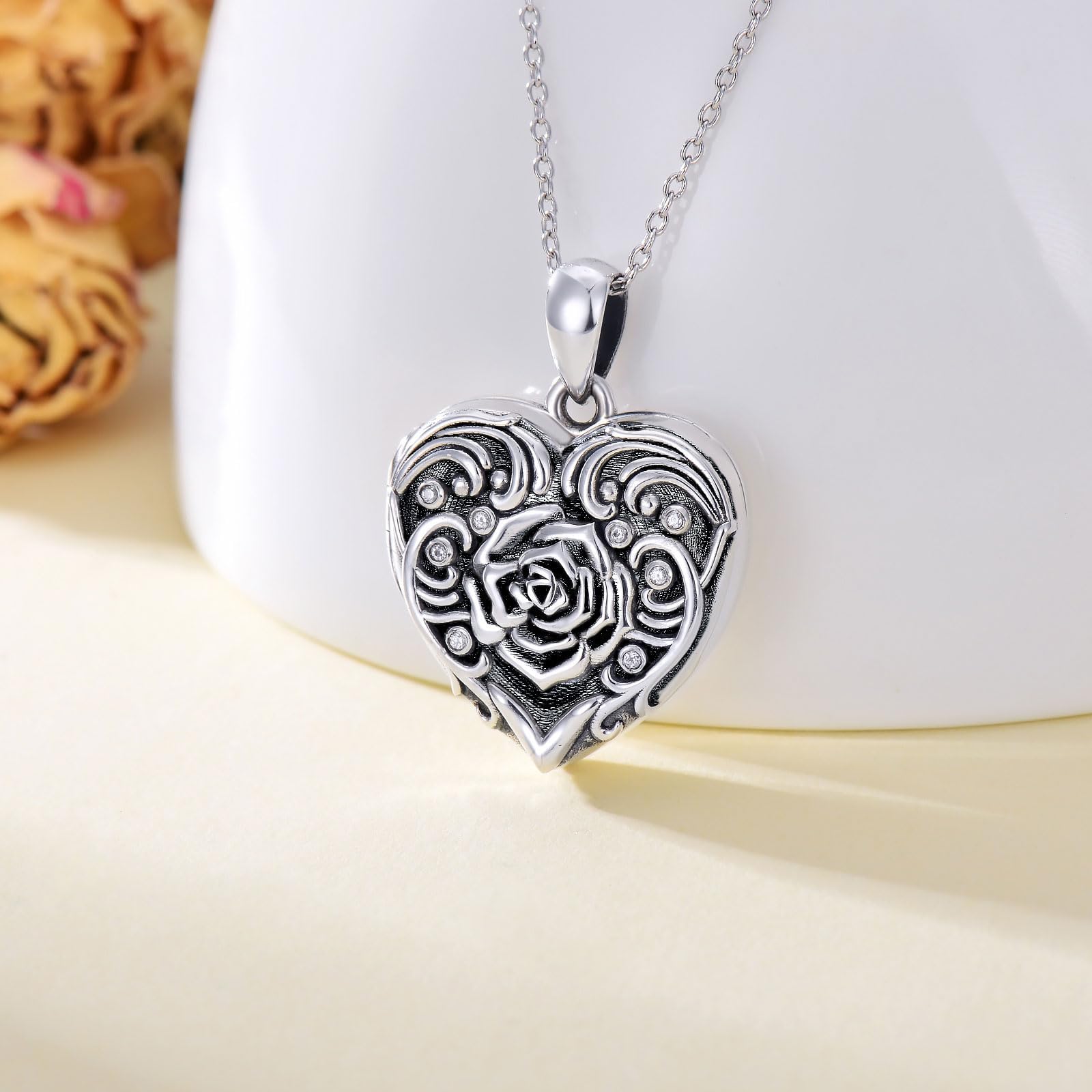 Medalion łańcuszek na szyję ze srebra wysokiej próby 925, medalion z otwieranym obrazkiem, serce i okrągły medalion, amulet do otwierania, biżuteria fotograficzna, prezent dla kobiet, mężczyzn