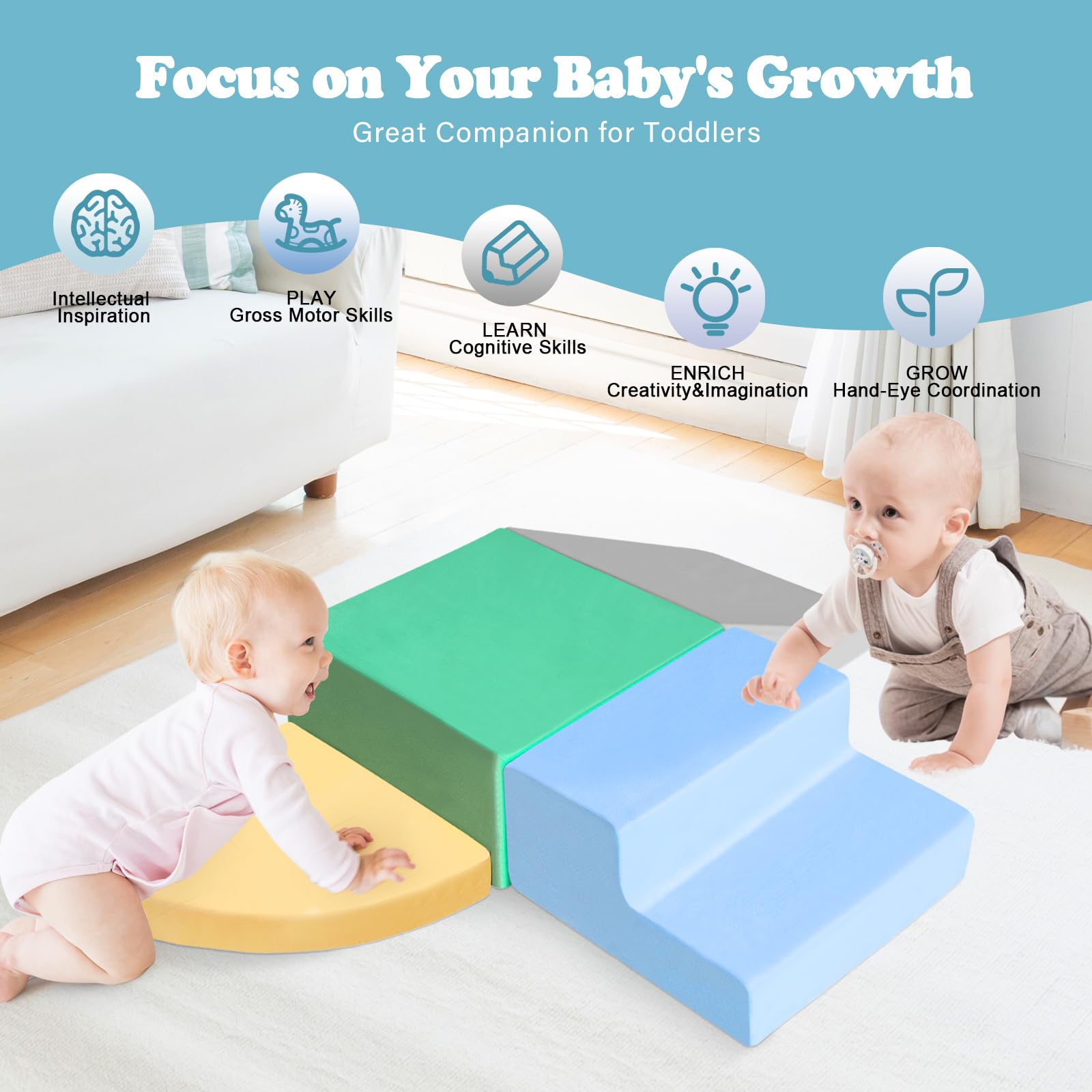 Juguetes de escalada para niños pequeños de 1 a 3 años, bloques de escalada de espuma para bebé, 4 piezas, juguetes de escalada para bebés, juguetes de gateo de espuma suave, juego de 3