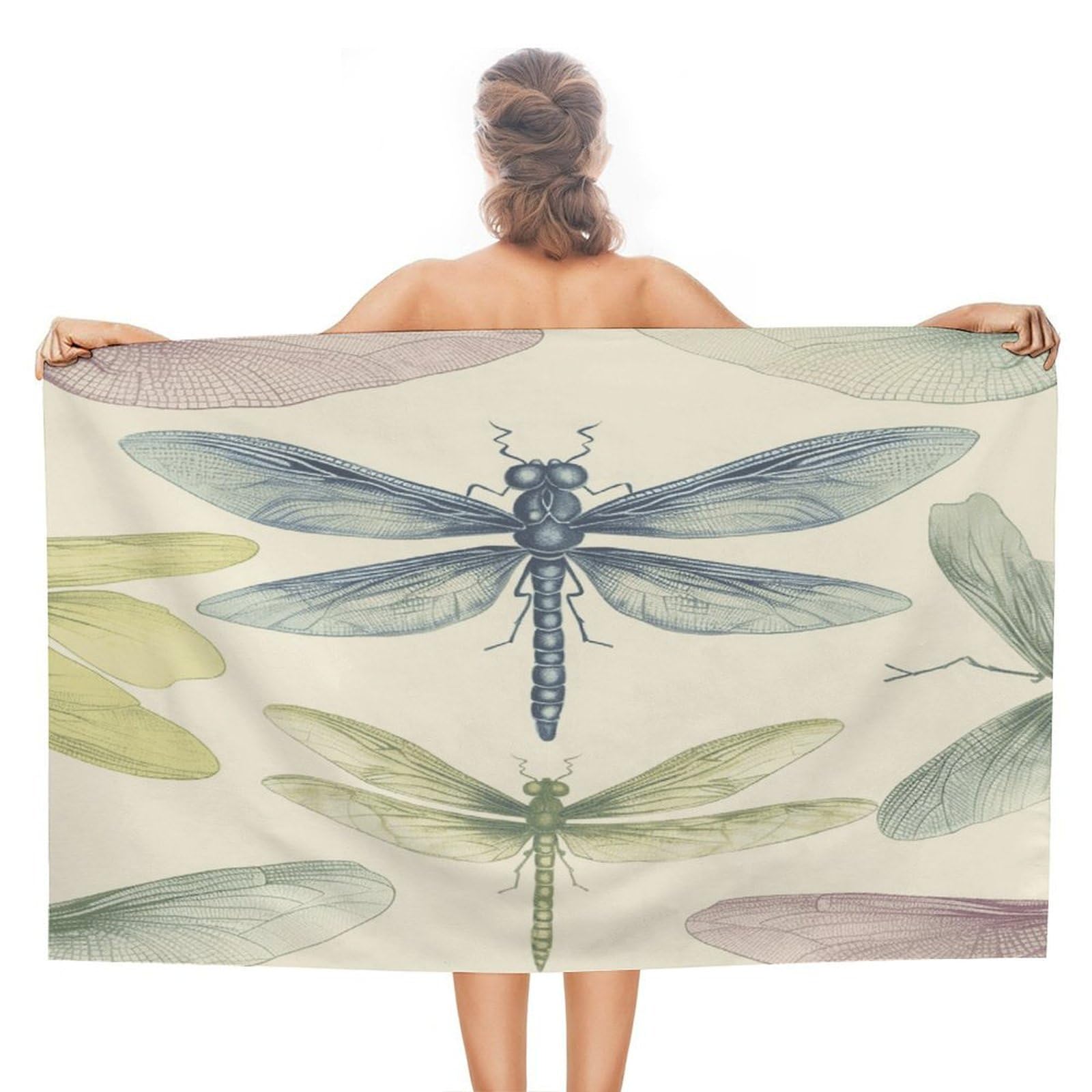 VstaDank Dragonfly Drawing Bath Towel Stylish Double-Faced Pile Travel Towel Soft Absorbent Beach Towel for Pool Swim Sports Camping Adults Gift 51X31 Inch