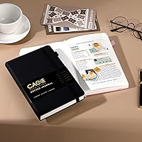 Vista 2 de CAGIE Cuaderno de cuadrícula de cuadrícula con puntos y balas, color negro A5