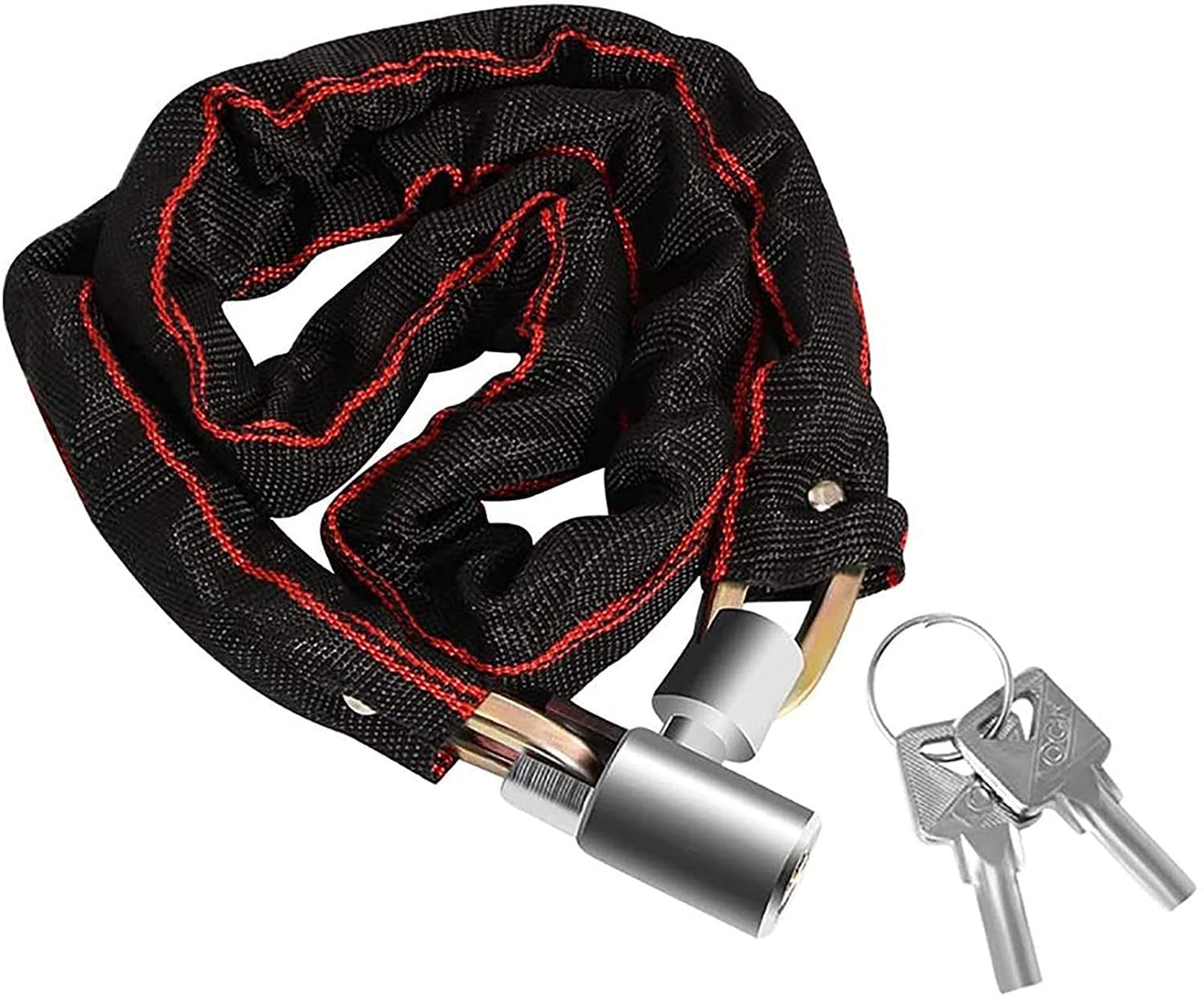 Lucchetto per Bicicletta, Lucchetto a Catena di Sicurezza antifurto per Moto di Alta qualità, Diametro 7,2 mm, Ideale per lucchetti da Esterno (Nero 65 cm)