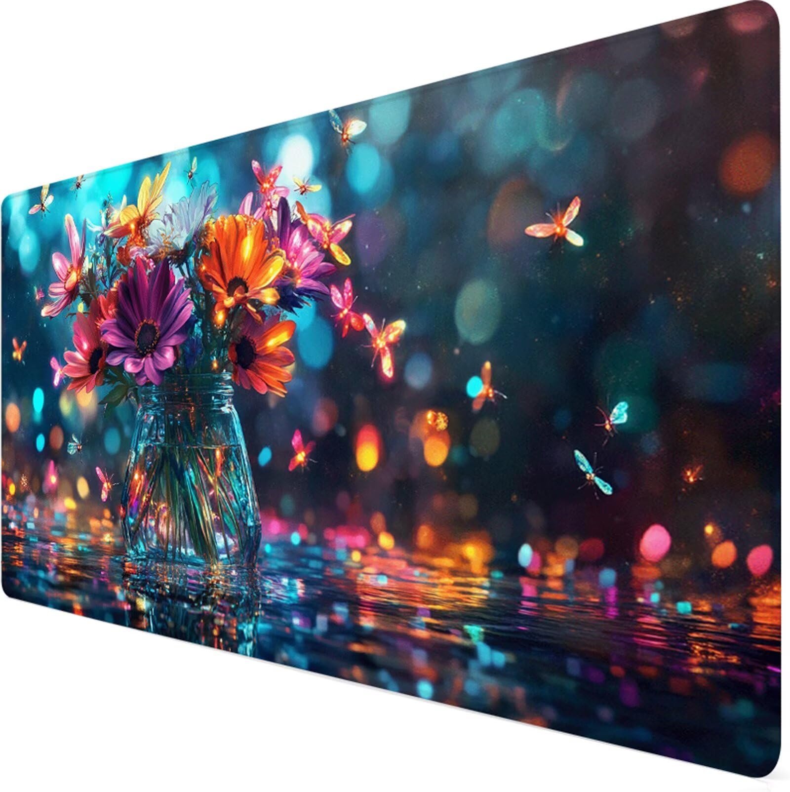 Podkładka pod mysz XXL 1000x500x3mm podkładka pod mysz kwiat podkładka pod mysz kolor poprawia precyzję i szybkość, antypoślizgowe wodoodporne, szyte krawędzie, akcesoria do gier, komputer biurowy