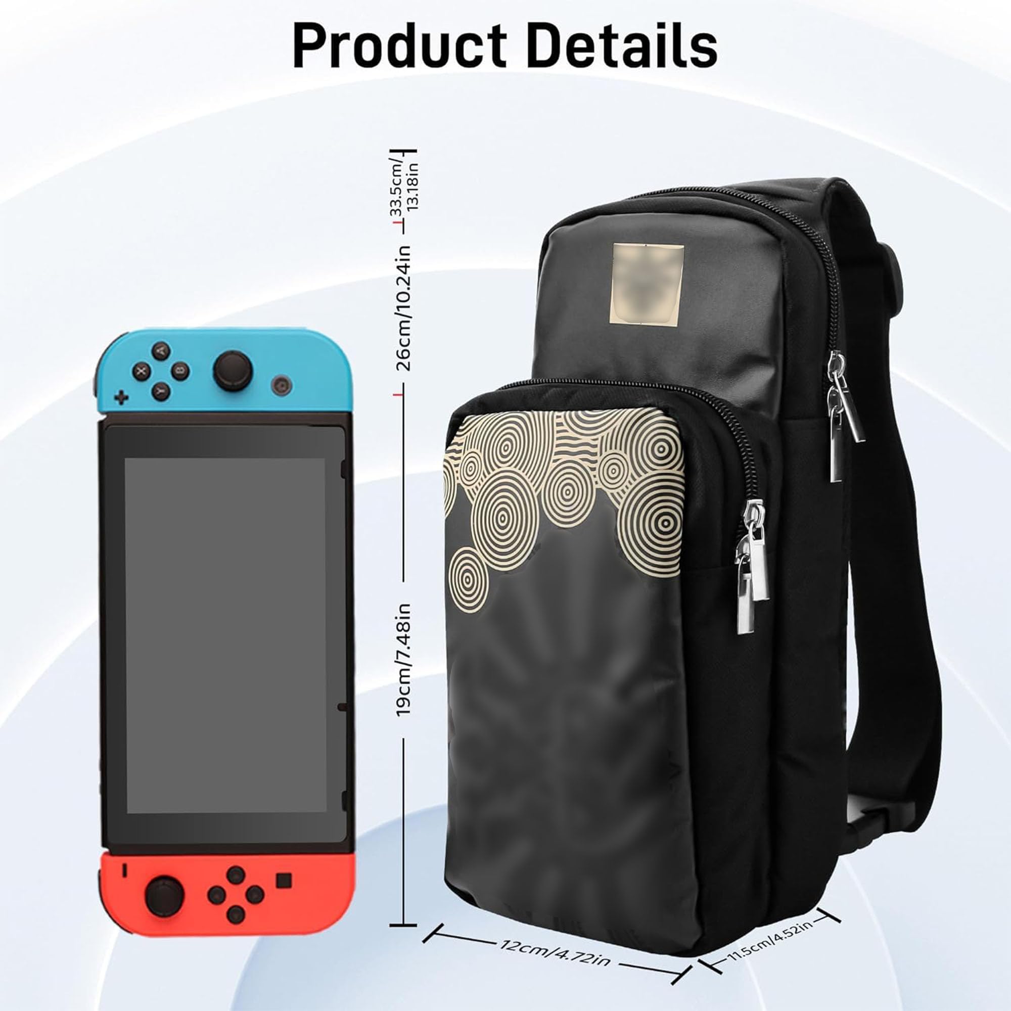 RHOTALL Funda de transporte portátil de viaje compatible con Nintendo Switch/OLED/Lite, bolsa de hombro negra de gran capacidad con 12 ranuras para juego, tapas de agarre para el pulgar para Tears of