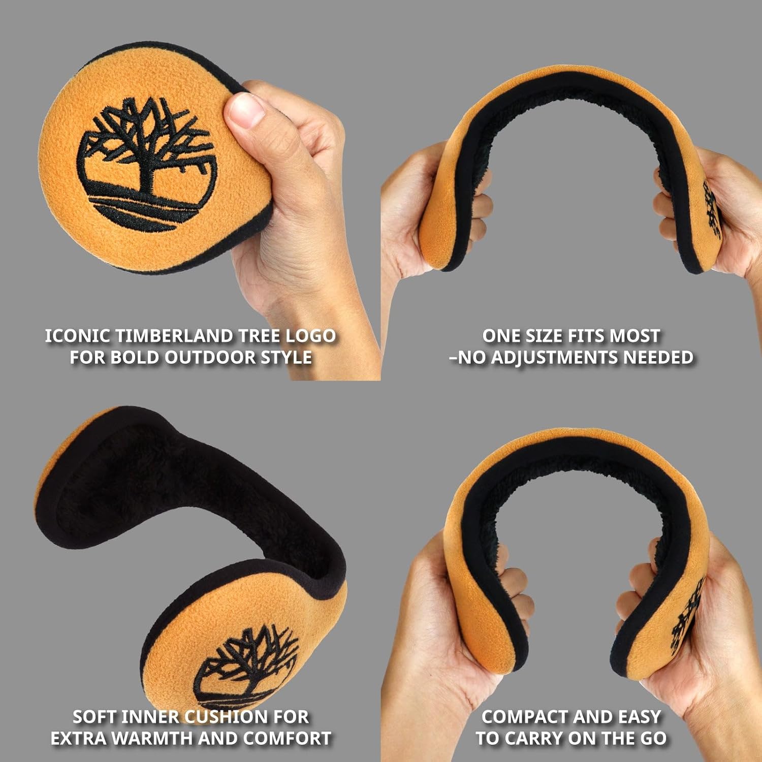 Timberland Men’s Foldable Tree Logo Ear Muffs - One Size, Soft Inner Cushion for Warmth, Easy to Carry, Cold Weather Fit - Image 7